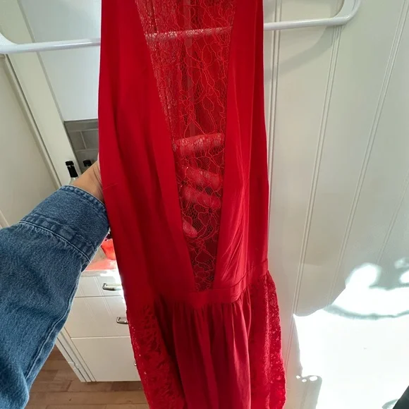 Express Red Lace Maxi Dress - Picture 3 of 4